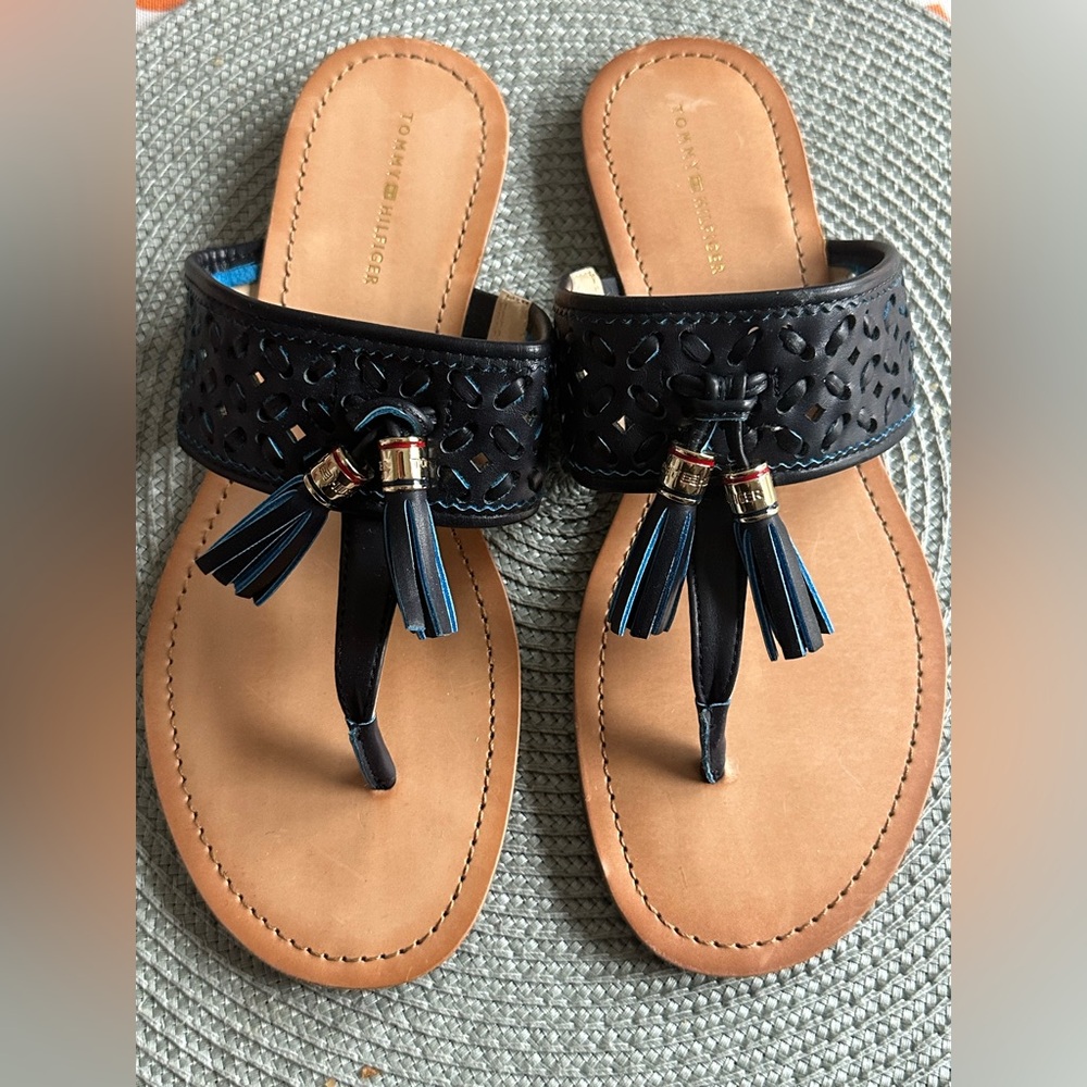 New, Tommy Hilfiger Navy Women's Size 8.5 Sandals, All Man Made Materials